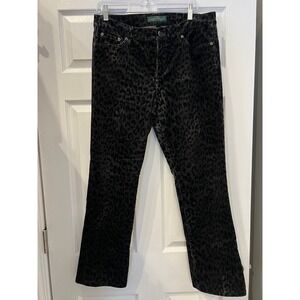 Lauren Ralph Lauren Pants Corduroy Cotton Leopard Print Black Gray Grunge Edgy